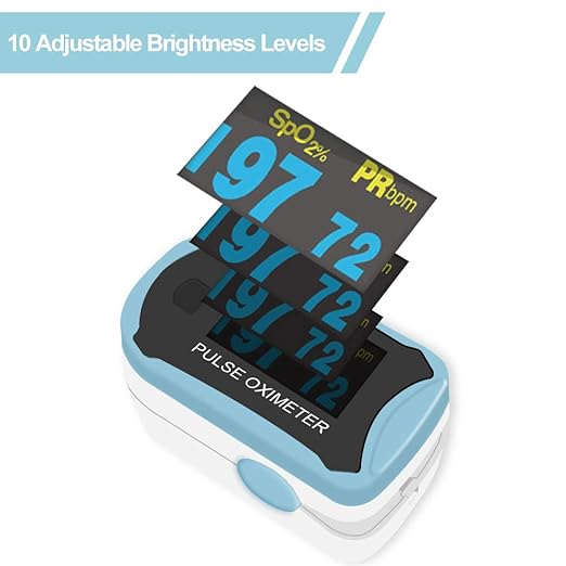 Easy@Home Fingertip Pulse Oximeter: SpO2 Blood Oxygen Saturation Meter and Heart Rate Monitor - Portable OLED Rotatable Display with Batteries Included Lanyard -EHP029