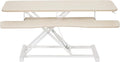 VIVO 42 inch Desk Converter, K Series, Height Adjustable Sit to Stand Riser, Dual Monitor and Laptop Workstation with Wide Keyboard Tray, Light Wood Top, White Frame, DESK-V042KF