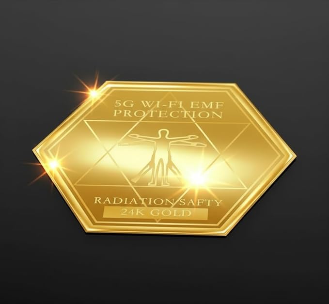 AlphaDesignLuxe 24K Gold Protection Stickers 6-Pack – Luxury Wellness Tags for Smartphones, Tablets & Laptops – Decorative Device Support Stickers
