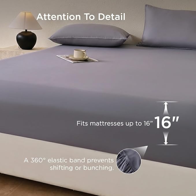 Premium Grounding Fitted Sheets - 25% Silver Infuse Fiber + Cotton - Ultra Conductive Bed Sheets with Grounding Cord - Includes Silver Eye Mask & Grounding Mouse Pad - Day & Night Wellness Kit