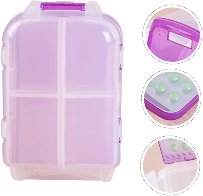 Beaupretty Three-layer Medicine Organizer Foldable Pill Box Large Capacity Plastic for Outdoor Travel Purple