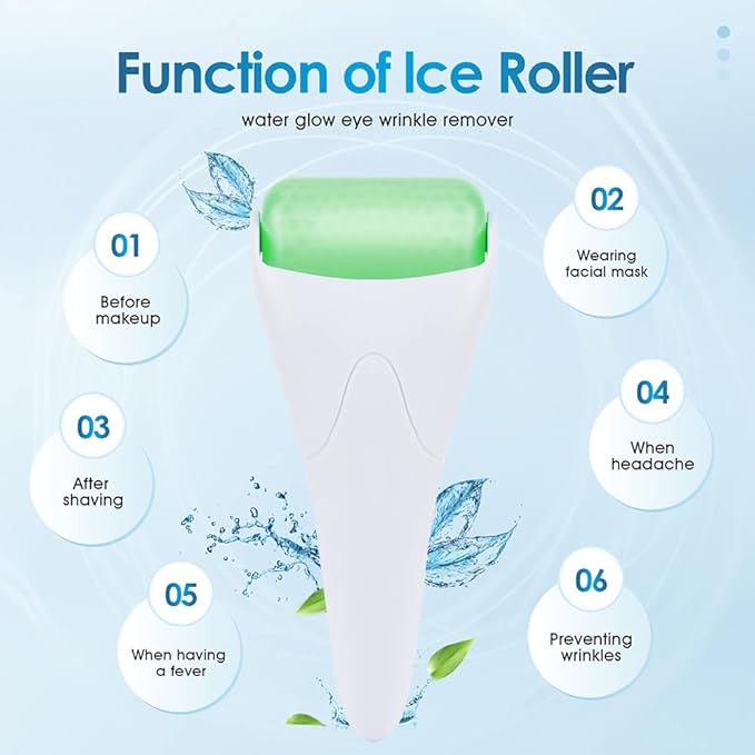 AECW 3-in-1 Natural Jade Roller and Gua Sha Set for Face and Eye Ice Roller Facial Cooling Massage Roller (White Ice Roller + Jade Roller + Gua Sha)