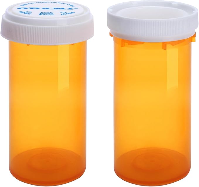 Plastic Empty Pill Bottles with Double Sided Use (Child Resistant & Easy Open) Caps - Medicine Container Pill Case Dispenser Organizers (40 Dram, 12pcs)