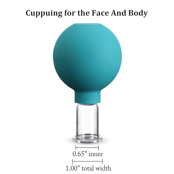 Nuanchu Facial Cupping Cup Glass Face Cup Silicone Cupping Massage Vacuum Suction Mug for Body Face Leg Arm Back Shoulder Muscle and Joint(Green,0.65 Inch Diameter)