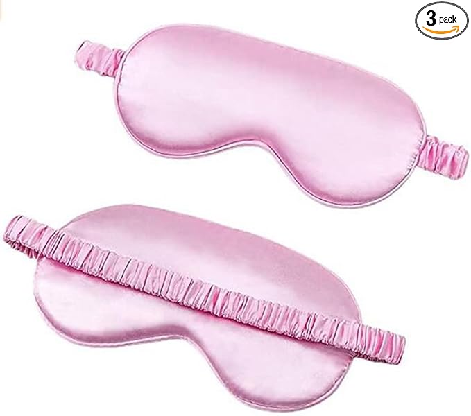 Soft Silk Sleep Eye Masks Lightweight Eye Cover Eyeshade for Night Sleeping with Elastic Strap Pink