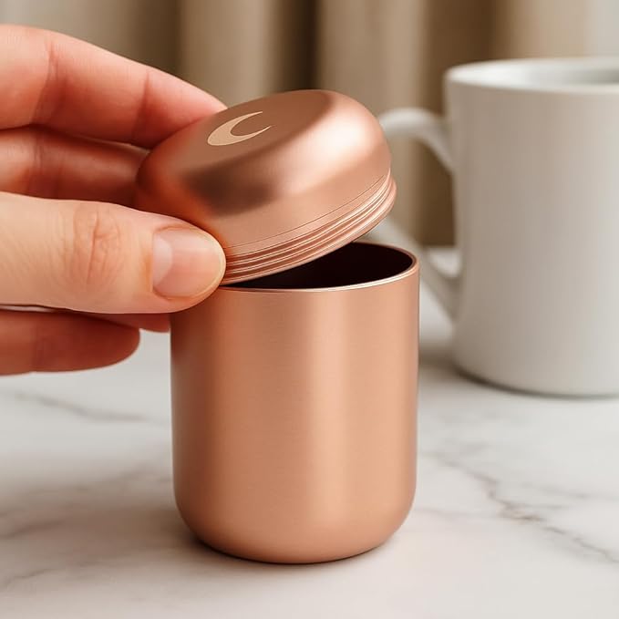 Brando Moon Metal Pill Container Airtight Storage Jar - 1.8 x 2.8” Pocket Size Portable Pill Box Case – Sturdy Storage Organizer for Coffee, Pills and other Small Components while Traveling