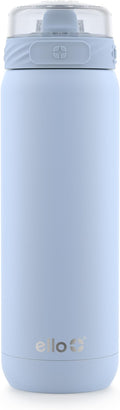 Ello Cooper 32oz Stainless Steel Water Bottle with Straw and Carry Handle, Double Walled and Vacuum Insulated Metal, Leak Proof Locking Lid with Soft Silicone Spout, Reusbale, BPA Free, Halogen Blue