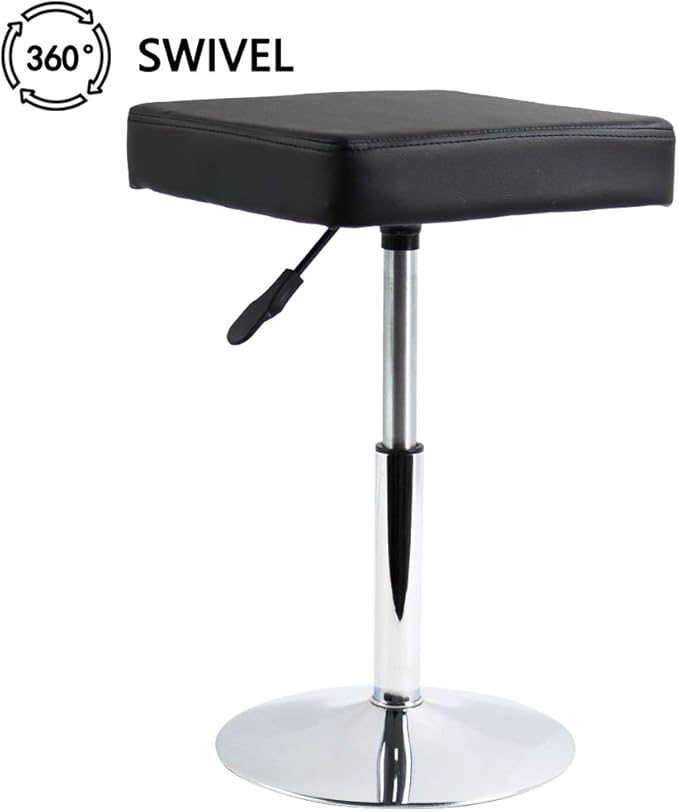 FURWOO Black Square Salon Stool - Height Adjustable Step Stool for Vanity,Manicure,Shop,Barber Home Office,Small