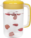 Clear 1 Gallon Pitcher With Lid - Large Plastic Ice Tea Jug for Fridge, Water and Juice Container, Sun Tea Pitcher With Spout (Yellow)