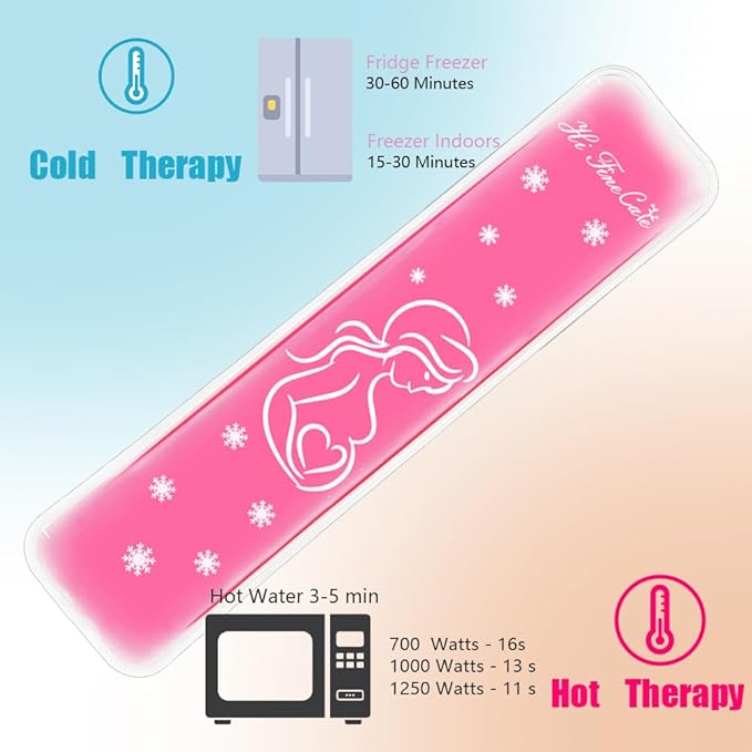 Postpartum Ice Pack, Hot and Cold Pads for After Delivery Essentials, Gel Cooling Pad, Fast Pain Relief Convenient for Perineal Recovery Helps Reduce Swelling (Pink, Snow Pattern)