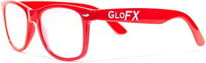 GloFX Ultimate Diffraction Glasses - Red - 3D Prism Rainbow Effect - Great Edm, Festival, Concert, Fireworks, Christmas Lights, and Rave Accessory - Red Frames