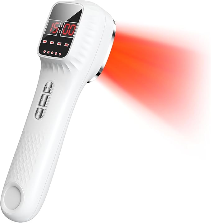 Red Light Therapy Device with Stand for Body Muscle Joint Pain Relief, Portable Infrared Light Therapy Wand with 16 * 650nm + 3 * 808 nm
