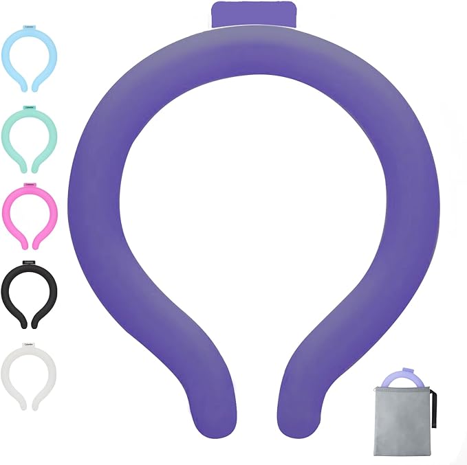 Cooling Neck Wrap with Insulated Bag, Reusable Ice Neck Ring & Body Cooler for Summer Heat, Wearable Cooling Tube Maintains 18°C/64°F for Outdoor, Sports, Travel (Navy)