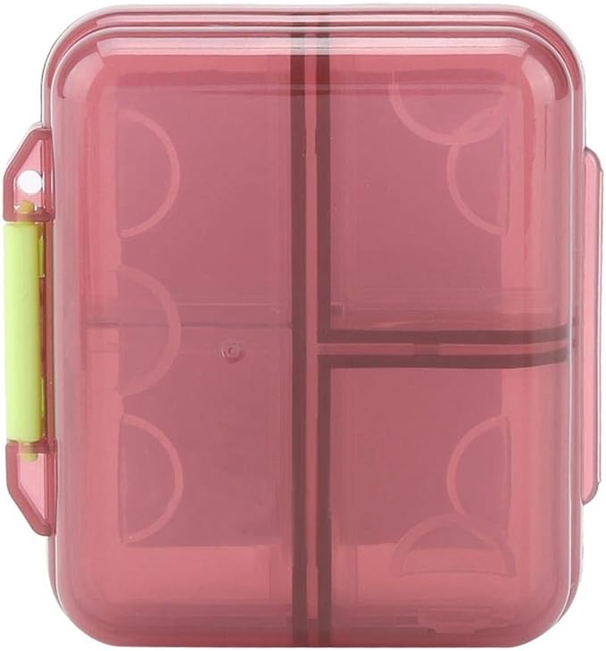 7 Grids Weekly Pill Box Portable Medicine Storage Box Foldable Drug Case Tablet Organizer for Travel (Claret-red)