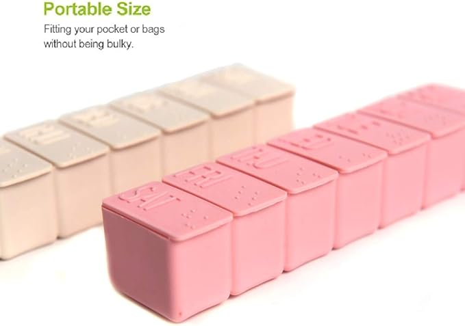 2Pack Pill Organizer Am Pm Pill Organizer 7 Day with Braille Pill case Vitamins Fish Oil Supplements
