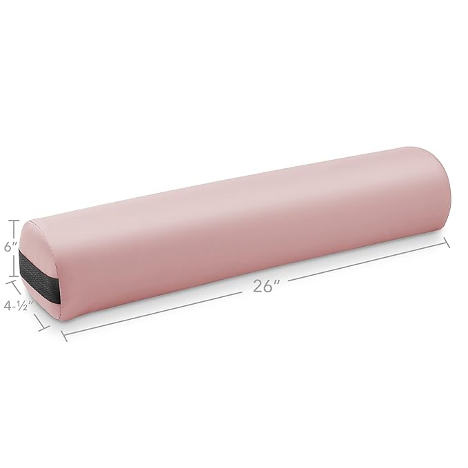 Saloniture 3/4 Round Massage Table Bolster Under-Knee Pillow Pad - 26 x 6 x 4-1/2 Inch - Pink