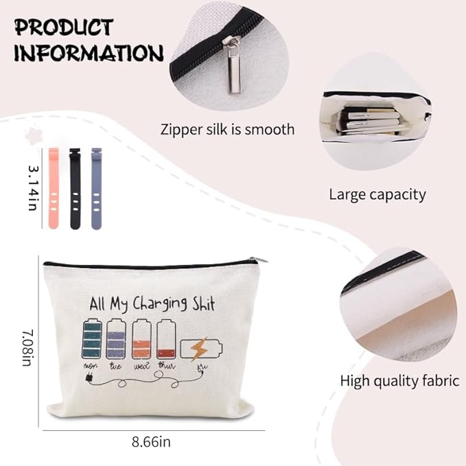 Small Charging Pouch for Travel Cord Storage Organizer Pouch Bags Silicone Reusable Data Cable Ties Earphone Holder Bag Plug Charger Case Bag Camping Charge Pouch Charger Electronic Gift Bags for Cord