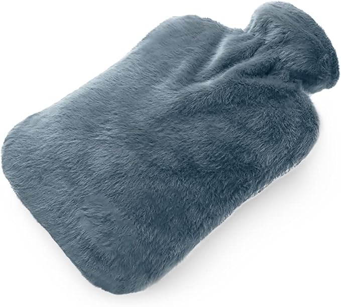 BICAREE Hot Water Bottle with Cover, 2L PVC Hot Water Bag for Neck, Shoulder Pain and Hand Feet Warmer, Menstrual Cramps, Hot Compress and Cold Therapy(Blue Ashes)