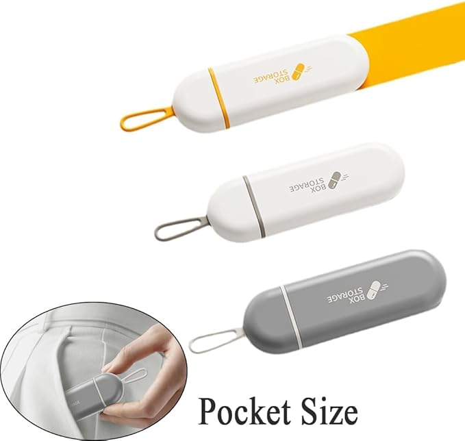 Small Daily Pill Organizer, Portable Travel Size Pill Box, BPA Free, Cute Carry-on Medicine Case Holder Dispenser for Vitamin, Fish Oil, Nutritional Supplement, Meds, Minerals, DHA, White