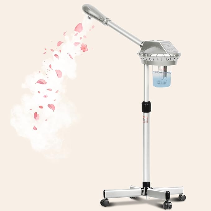 Professional Facial Steamer for Estheticians Face Steamr on Wheels with Hot Mist & Timer Function Suitable for Home Use or Beauty Spa Deep Cleansing and Hydration