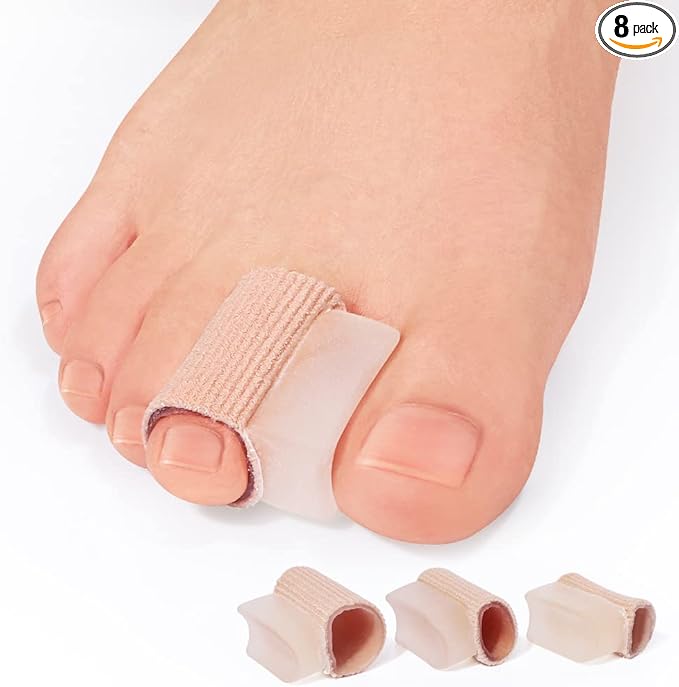 Povihome 8 Pack Gel Toe Spacer Separators, Bunion Corrector for Overlapping Toe with Soft Gel Lining for Hallux & Bunion Pain Relief (3 Pack of Large Size+ 2 Pack of Medium +3 Pack of Small)