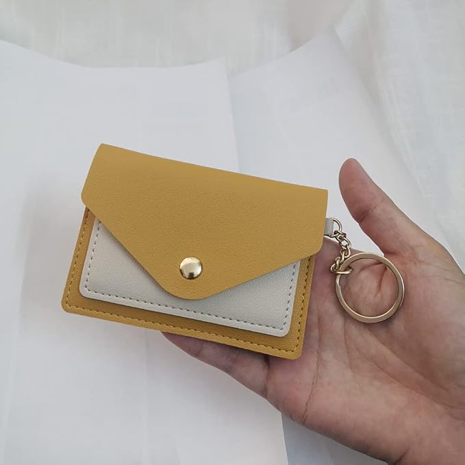 Birth Control Pill Case/Wallet PU Leather Medicine Holder Keychain Envelope Purse(Yellow)