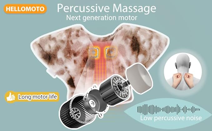 Electric Heating Pad for Back and Shoulder with Massage, Percussive Massage Heated Pad, 24'' x 27'' Weighted Heating Pad- 12 Massage Mode Settings, 12 Heat Settings, Auto Off