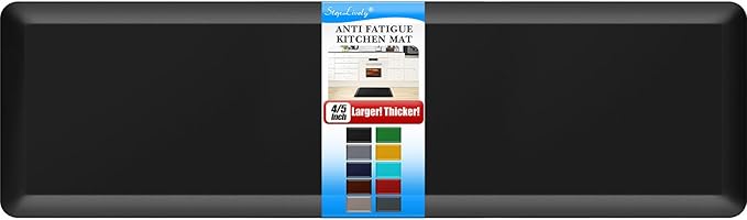 4/5 Inch Thick Kitchen Mat - Cushioned Anti Fatigue Mats for Kitchen Floor - Easy to Clean, Waterproof, Non-Slip Kitchen Rug for Sink, Office, Kitchen (17''x60'' Black)