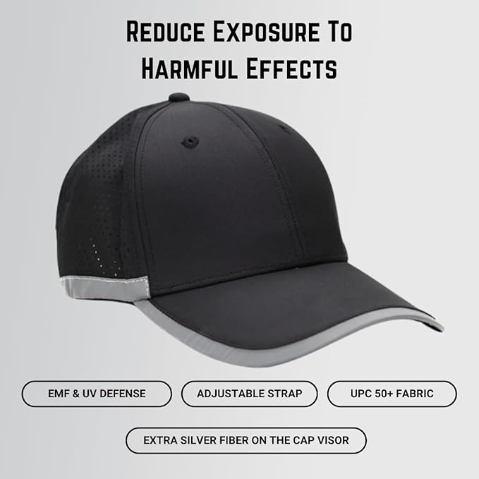 EMF Radiation Protection Hat with USPF 50+ Shield Wi-Fi Blocker High Frequency Defender Shield RF Blocker Baseball Caps