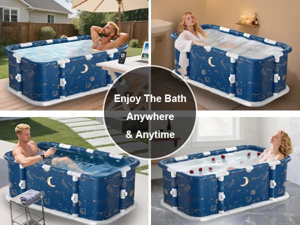 Simcat 45" Large Portable Foldable Bathtub Adult, Separate Family-Friendly SPA Therapy Tub Soaking, Hot SPA & Ice Bath Tub(45.3“x21.6”x16.7“)