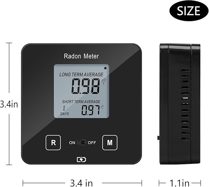 HRDM-03B Home Radon Detector, Portable Radon Meter, Elifecity Long and Short Term Home Radon Monitor, Battery-Powered, Easy-to-Use, Ensure Your Home's Safety, Black