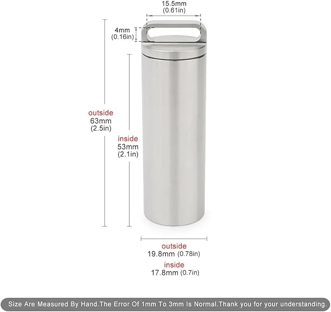 Titanium Pill Container Keychain, Waterproof EDC Pill Holder for Vitamins & Medication, Ultra-Lightweight Metal Pill Case Organizer for Men & Women, Portable Travel Pill Box (L)