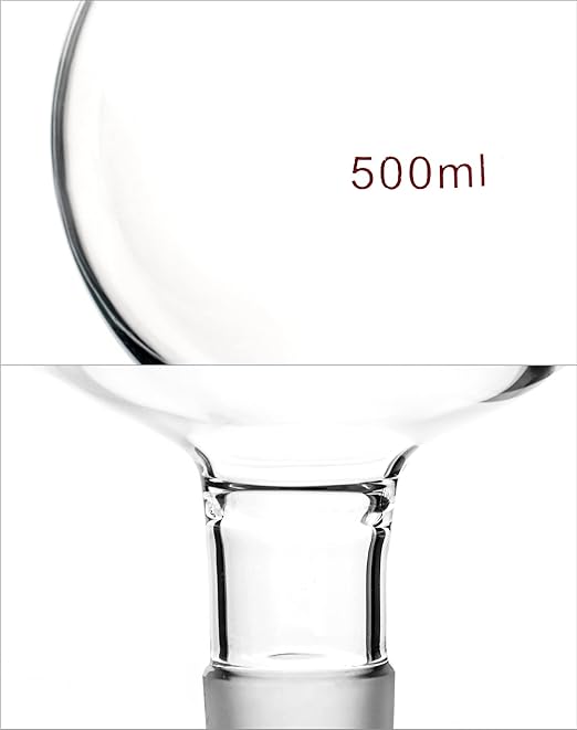 QWORK Lab Distillation Glass Bottle, 500ml 24/40 Chromatography Reservoir Flask, 1 Pack