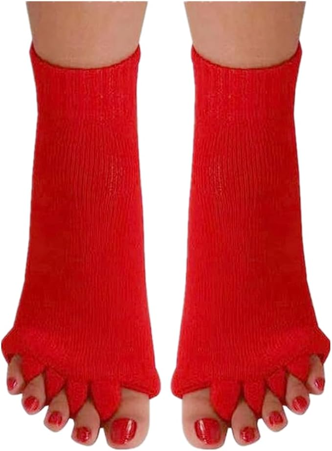 Women Toe Separator Socks Toeless Foot Alignment Socks for Yoga GYM Massage Pain Relief Improves Circulation Stretchy