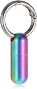 Small Pill Case Keychain Tiny Portable Carabiner Clip Pill Holder Bottle Micro Waterproof Metal Pill Container Mini Emergency Medicine Organizer for Outdoor Camping Travel Purse (Colorful)