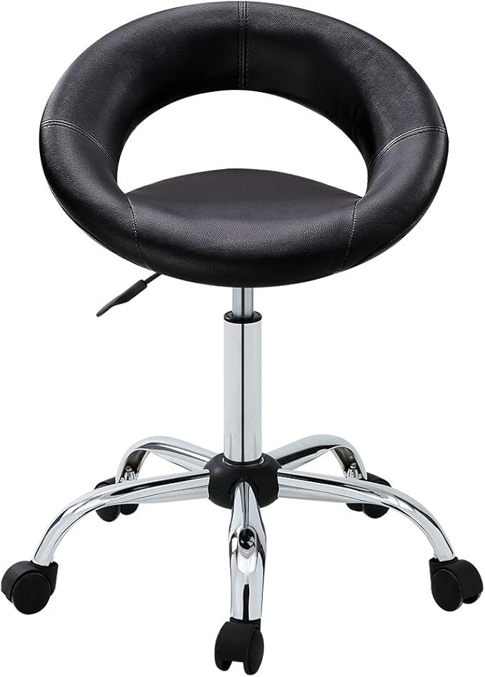 DUHOME Work Stool WY-171XF Crescent Adjustable Swivel Task Chair on Wheels (Black)