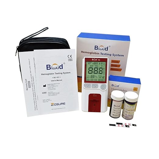 Bioaid Hemoglobin Test Meter Kit with 25pcs strips,25pcs lancets and 25pcs pippets