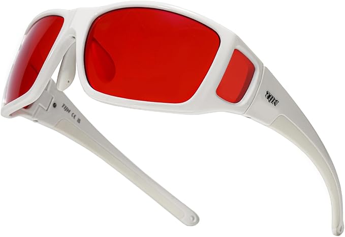 TIJN Sonia Red Sleep Glasses Orange Lens for Blue & Green Light Blocking,Dual AR Coating,Wraparound Frame for Gaming Screen