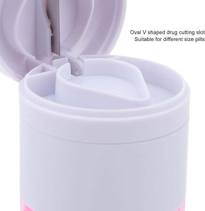 4 in 1 Tablet Crusher Cutter Splitter Grinder, Multifunctional Pill Breaker Slicer Chopper Divider, Travel Pill Cutter with Cup, 4 Layers Stainless Steel Blade Portable Drug Box Container