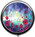 Watercolor Beautiful Flowers Cute Pill Box/Pill case-Round Pill Box/case- Three-Compartment Pill Box/Pill case …