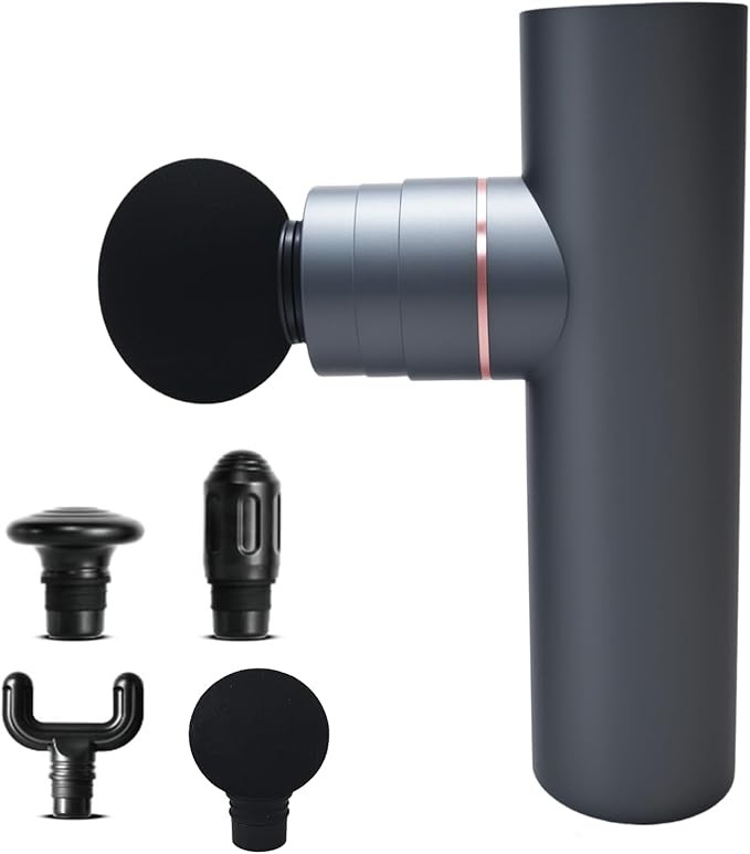 Mini Massage Gun for Pain Relief, Deep Tissue Percussion Muscle Massager with 4 Attachments, Rechargeable & Portable, Electric Handheld Massager Gun for Back, Neck, Sore Muscles, for Home Office