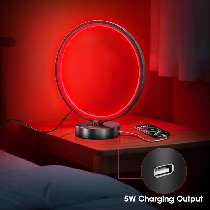 Red Light Therapy for Sleep 670nm Wavelength Timing and 5 Brightness Red Lights Lamp,4 Colors with Touch or Remote Control Decorative Lamp for Bedroom