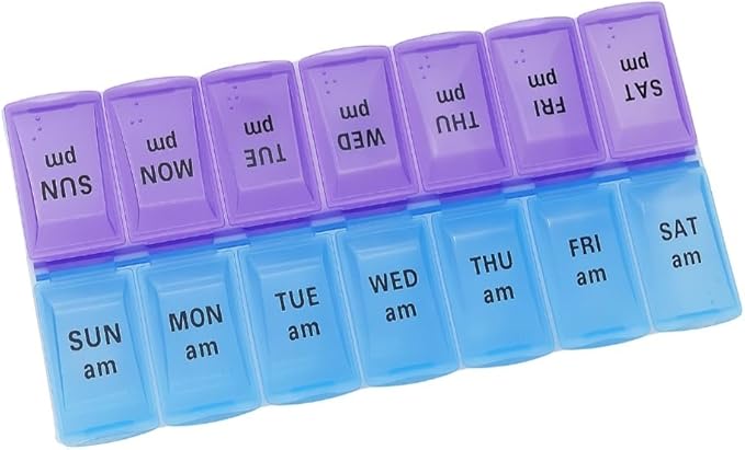 7-Day AM PM Large Pill Container, 2 Times a Day, Convenient Travel Pill Organizer and Planner, Portable 7-Day Medicine Organizer Box with 14 Compartments for Home, Travel, Office, BPA-Free