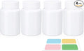 White Pill Bottle, Empty Medicine Bottles with Screw Caps for Pills Capsules Vitamins, Food Grade Plastic Medicine Containers with Labels for Travel (5oz/150ml, 4 Pcs)