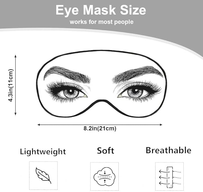 Sexy Eyes Sleep Eye Mask Woman Eyelashes Eyebrows Beautiful Silk Eye Mask Sleeping Soft Eye Shade Cover for Men Women Boy Girl Airplane Travel with Elastic Strap
