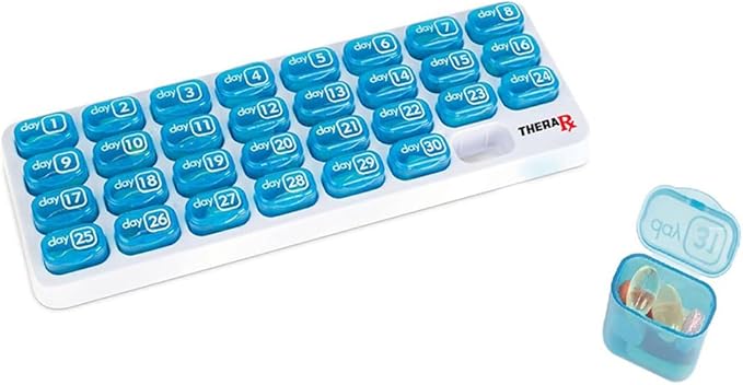 31 Day Monthly Pill and Vitamin Organizer with Large Removable Pods