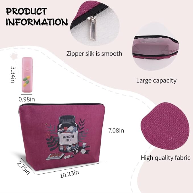 Medication Pouch Bag for Medicine Drug Pill Organizer for Travel Pharmacy Pouch Camp Medical Kit Bag Physician Practitioner Nurse Doctor Gifts Bags Pouches Get Well Soon Gifts for Hospital Patients