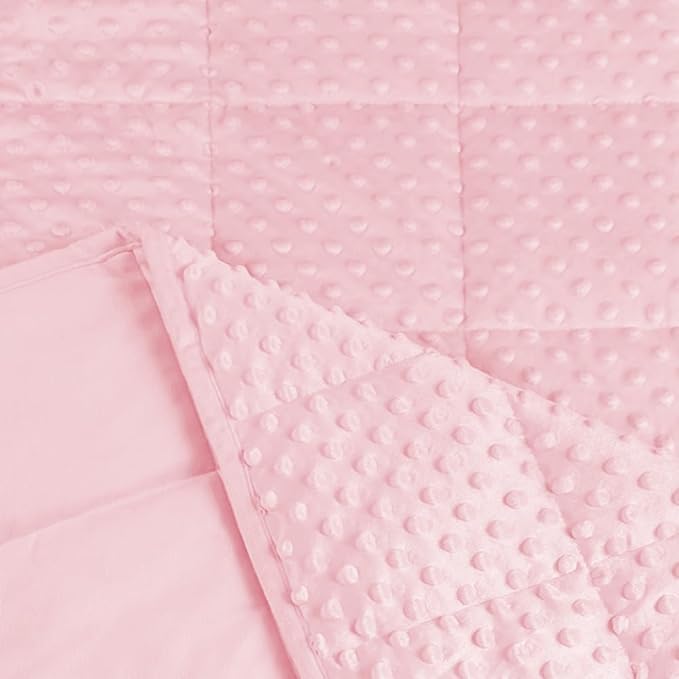 ALANSMA Reversible Weighted Blanket for All Season, Luxury Velvet, Warm and Cool, Adult 15Lb Weighted Blanket, Enjoy Sleeping Anywhere(Pink, 48''x72''15lbs)