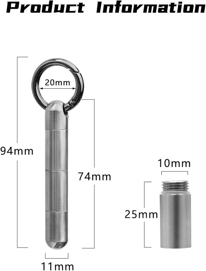 Multilayer Portable Pill Case Waterproof Equipment Storage Tank Titanium Alloy Medicine Bottle Emergency Outdoor First Aid Box Supplies, 1.9"