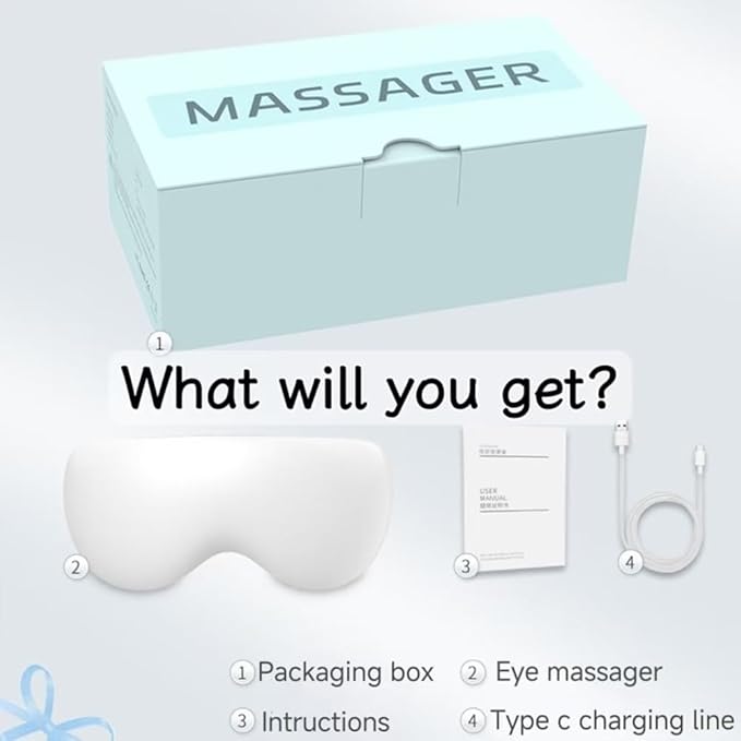 Eye Massager with Heat and Cooling for Migraines, Eye Mask with Bluetooth, Smart Sleep Mask for Dry Eyes Relax, Reduce Strain Massage Equipment for Mom Dad Women Men.